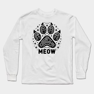 Cat Paw With Meow and stars Long Sleeve T-Shirt